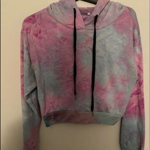 Pink and blue tie dye crop top